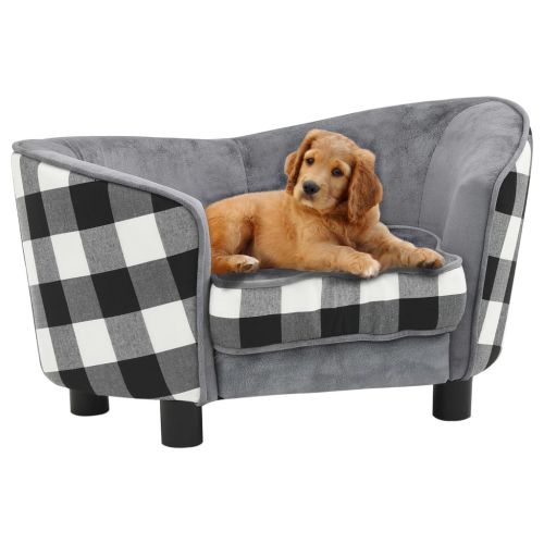 vidaXL Sofa dla psa, szara, 68x38x38 cm, pluszowa
