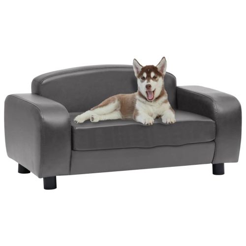 vidaXL Sofa dla psa, szara, 80x50x40 cm, sztuczna skóra