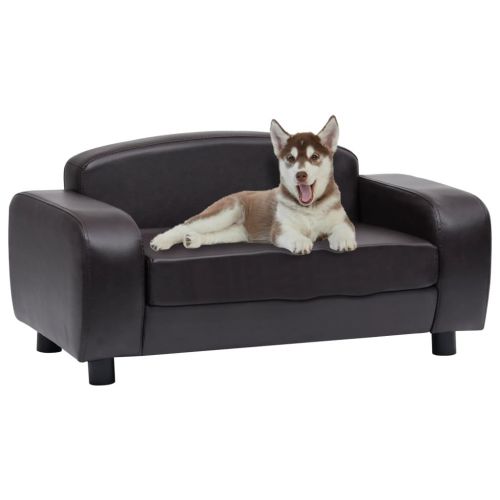 vidaXL Sofa dla psa, brązowa, 80x50x40 cm, sztuczna skóra