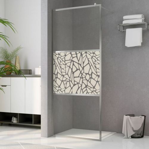 vidaXL Ścianka prysznicowa, szkło ESG, wzór w kamienie, 100 x 195 cm