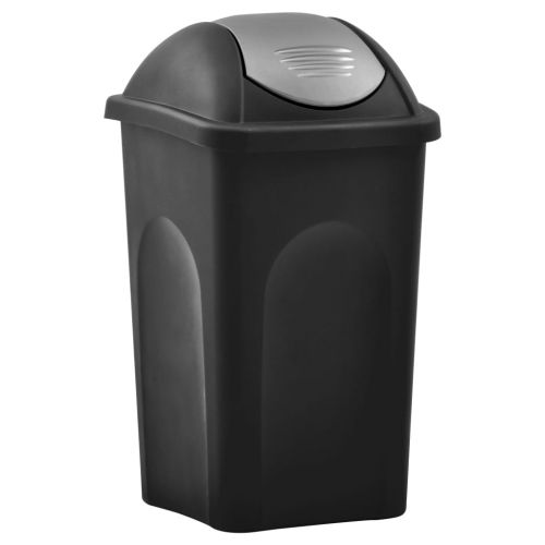 vidaXL Kosz na śmieci z uchylną klapką, 60 L, czarno-srebrny