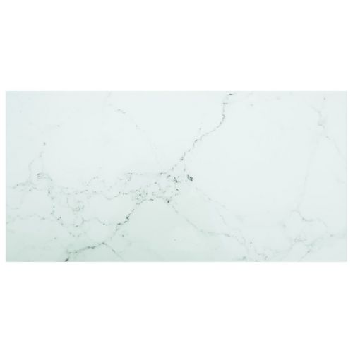 vidaXL Blat stołu, biały, 100x50 cm, 6 mm, szkło ze wzorem marmuru