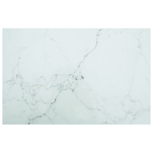 vidaXL Blat stołu, biały, 100x62 cm, 8 mm, szkło ze wzorem marmuru