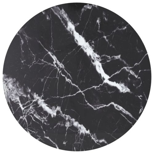 vidaXL Blat stołu, czarny, Ø90x1 cm, szkło ze wzorem marmuru