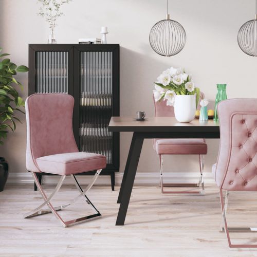 vidaXL Krzesło stołowe, różowe, 53x52x98 cm, aksamit i stal