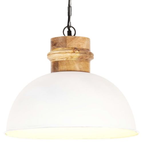 vidaXL Industrialna lampa wisząca, biała, okrągła, 42 cm, E27, mango