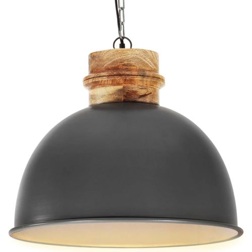 vidaXL Industrialna lampa wisząca, szara, okrągła, 50 cm, E27, mango