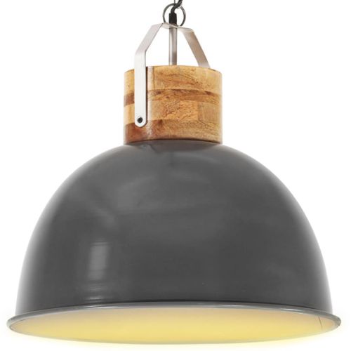 vidaXL Industrialna lampa wisząca, szara, okrągła, 51 cm, E27, mango