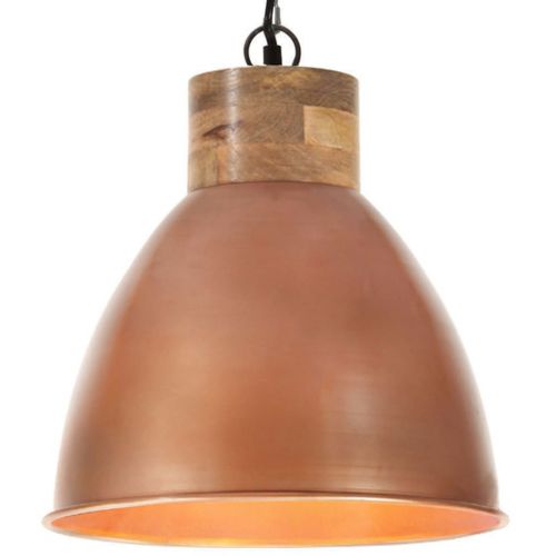 vidaXL Industrialna lampa wisząca, miedziana, żelazo i drewno, 46 cm