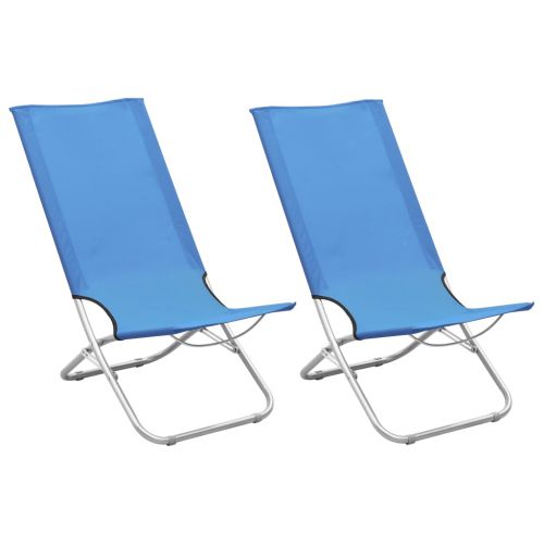vidaXL Składane krzesła plażowe, 2 szt., niebieskie, obite tkaniną