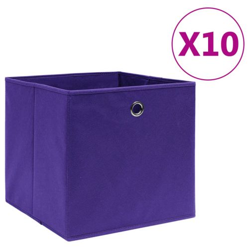 vidaXL Pudełka z włókniny, 10 szt., 28x28x28 cm, fioletowe