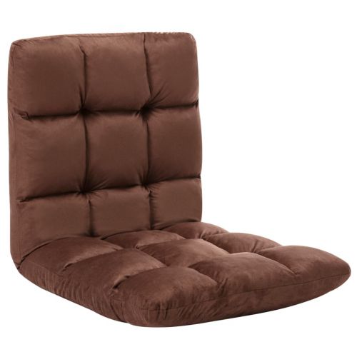 vidaXL Składane krzesło podłogowe, brązowe, mikrofibra