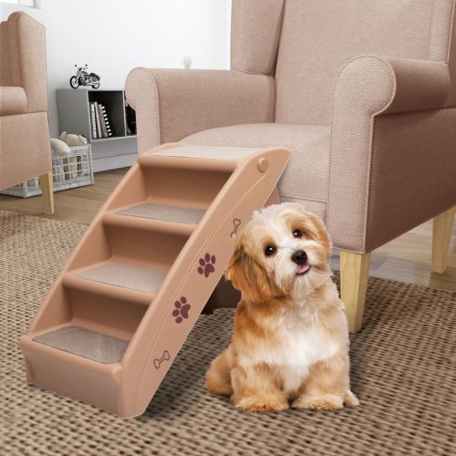 vidaXL Składane schodki dla psa, brązowe, 62 x 40 x 49,5 cm