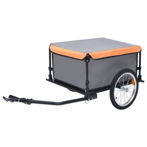 vidaXL Transportowa przyczepa rowerowa, szaro-pomarańczowa, 65 kg