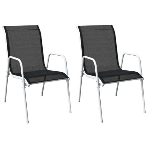 vidaXL Krzesła ogrodowe, sztaplowane, 2 szt., stal i Textilene, czarne