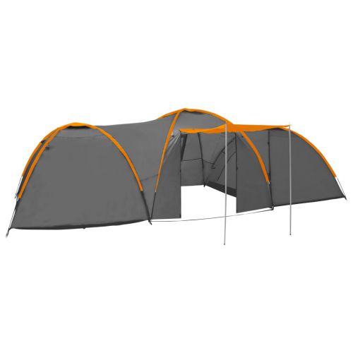 vidaXL Namiot typu igloo, 650x240x190 cm, 8-os., szaro-pomarańczowy