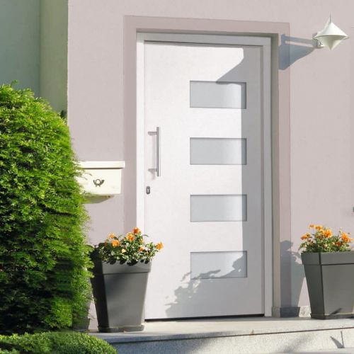 vidaXL Drzwi zewnętrzne, aluminium i PVC, białe, 100x210 cm