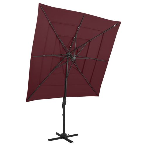 vidaXL 4-poziomowy parasol na aluminiowym słupku, bordowy, 250x250 cm