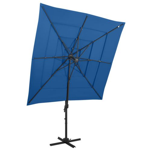 vidaXL 4-poziomowy parasol na aluminiowym słupku, lazurowy, 250x250 cm
