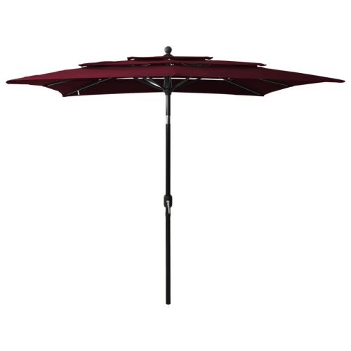 vidaXL 3-poziomowy parasol na aluminiowym słupku, bordowy, 2,5x2,5 m