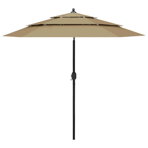 vidaXL 3-poziomowy parasol na aluminiowym słupku, taupe, 2,5 m