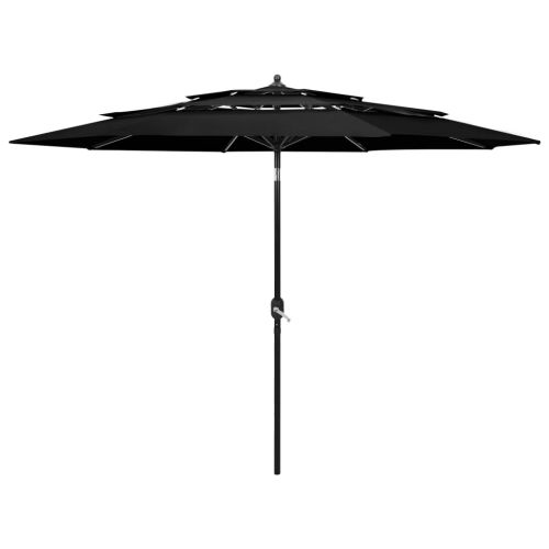 vidaXL 3-poziomowy parasol na aluminiowym słupku, czarny, 3 m