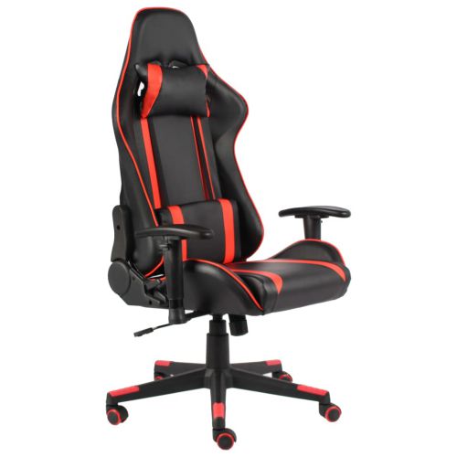 vidaXL Obrotowy fotel gamingowy, czerwony, PVC