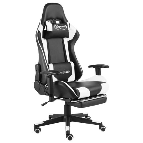 vidaXL Obrotowy fotel gamingowy z podnóżkiem, biały, PVC