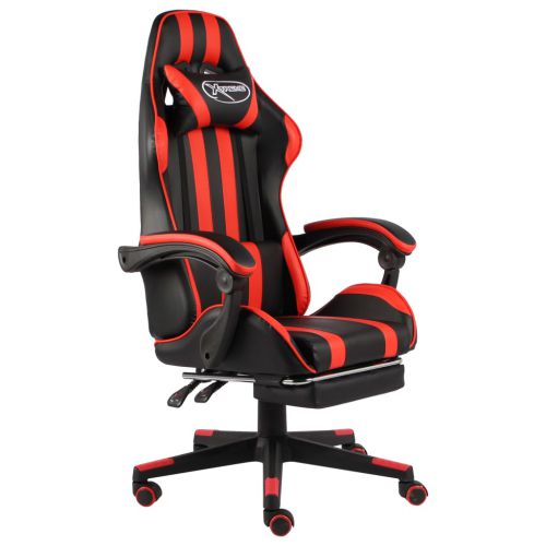 vidaXL Fotel dla gracza, z podnóżkiem, czarno-czerwony, sztuczna skóra