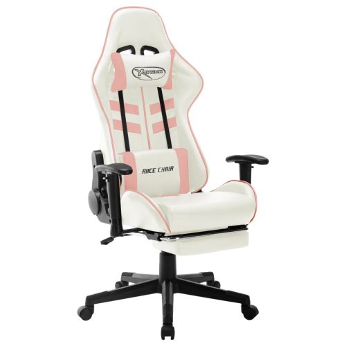 vidaXL Fotel dla gracza, biało-różowy, sztuczna skóra