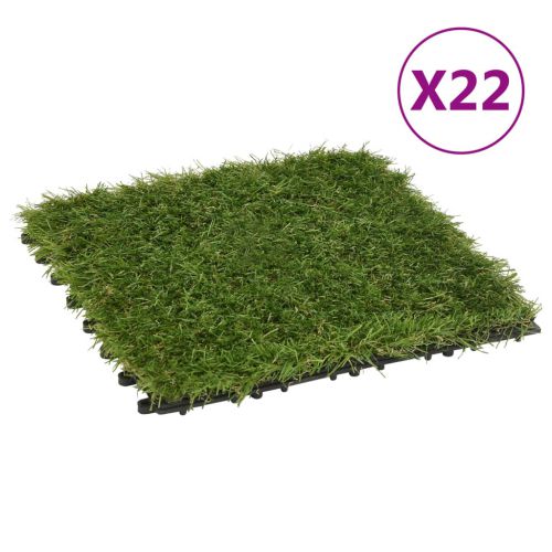 vidaXL Sztuczna trawa w płytkach, 22 szt., zielona, 30x30 cm