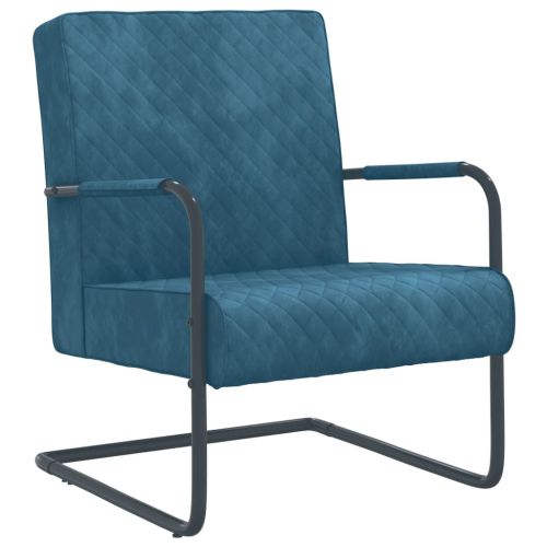 vidaXL Krzesło wspornikowe, niebieskie, obite aksamitem