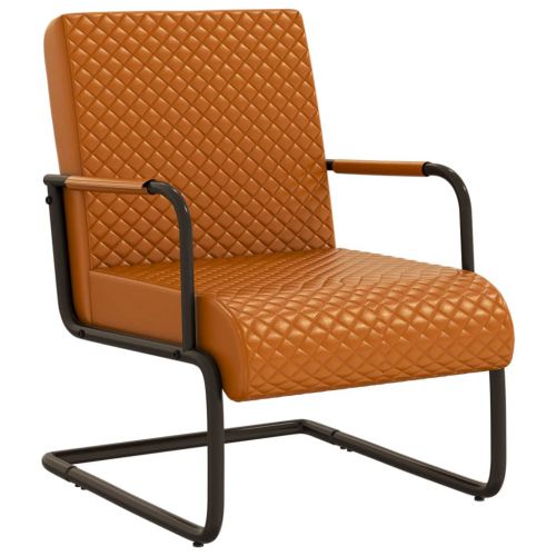vidaXL Krzesło wspornikowe, brązowe, obite sztuczną skórą