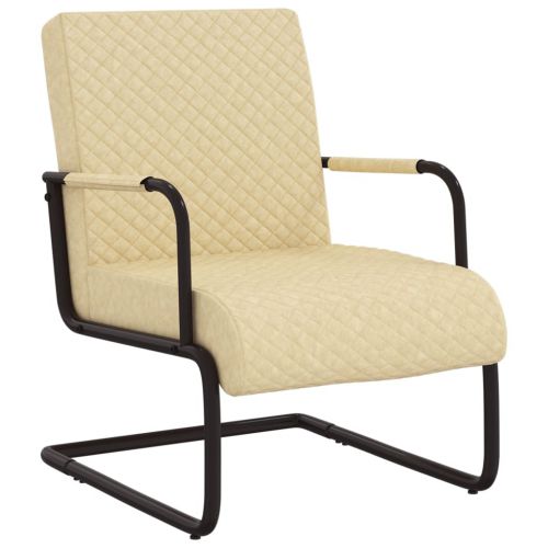 vidaXL Krzesło wspornikowe, kremowe, obite sztuczną skórą