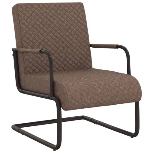vidaXL Krzesło wspornikowe, ciemnobrązowe, obite sztuczną skórą