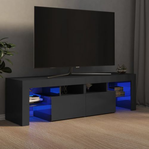 vidaXL Szafka pod TV ze światłem LED, szary z połyskiem 140x36,5x40 cm