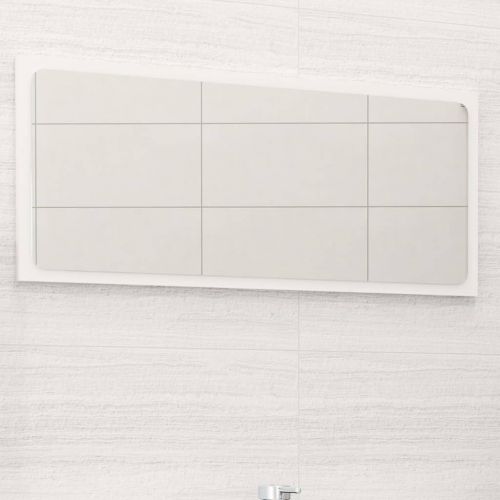 vidaXL Lustro łazienkowe, wysoki połysk, białe, 80x1,5x37 cm, płyta