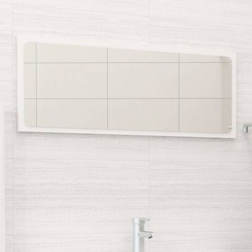 vidaXL Lustro łazienkowe, wysoki połysk, białe, 90x1,5x37 cm, płyta