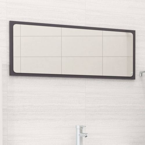 vidaXL Lustro łazienkowe, wysoki połysk, szare, 90x1,5x37 cm, płyta