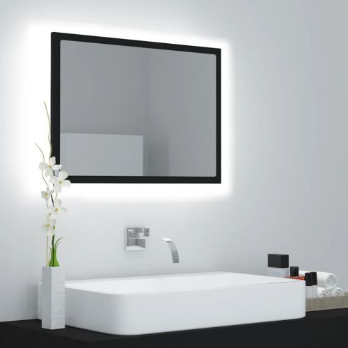 vidaXL Lustro łazienkowe z LED, czarne, 60x8,5x37 cm, akryl