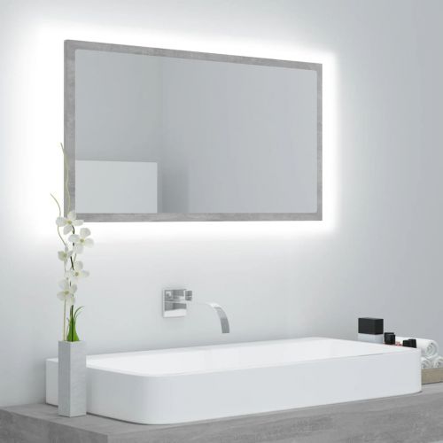 vidaXL Lustro łazienkowe LED, szarość betonu, 80x8,5x37 cm, akryl
