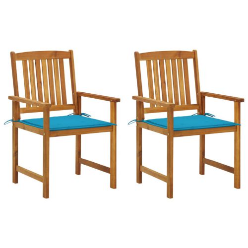 vidaXL Krzesła ogrodowe z poduszkami, 2 szt., drewno akacjowe