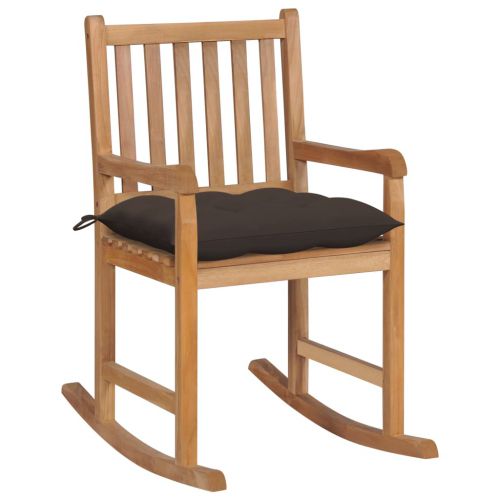 vidaXL Fotel bujany z poduszką w kolorze taupe, lite drewno tekowe
