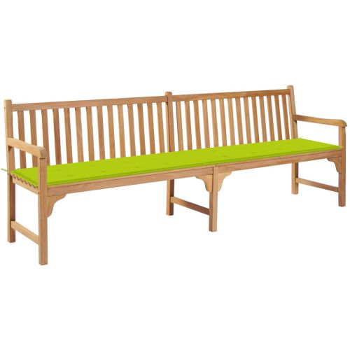 vidaXL Ławka ogrodowa z jasnozieloną poduszką, 240 cm, drewno tekowe