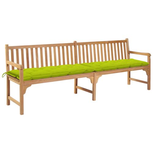 vidaXL Ławka ogrodowa z jasnozieloną poduszką, 240 cm, drewno tekowe