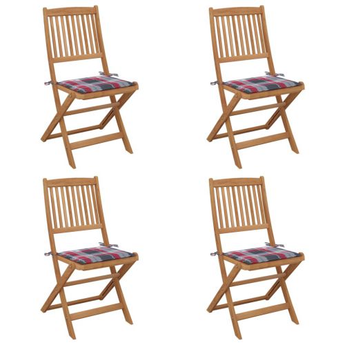 vidaXL Składane krzesła ogrodowe z poduszkami, 4 szt., drewno akacjowe