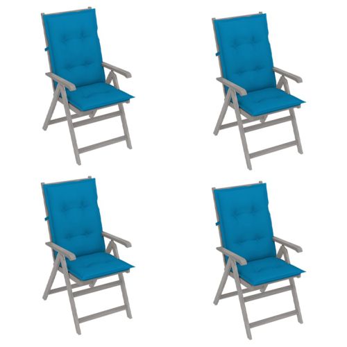 vidaXL Rozkładane krzesła ogrodowe z poduszkami, 4 szt., lita akacja