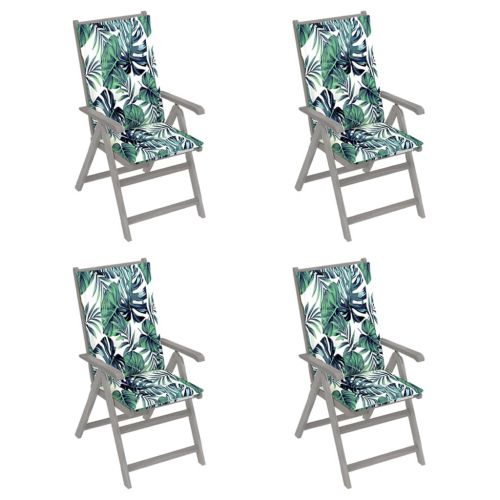 vidaXL Rozkładane krzesła ogrodowe z poduszkami, 4 szt., lita akacja