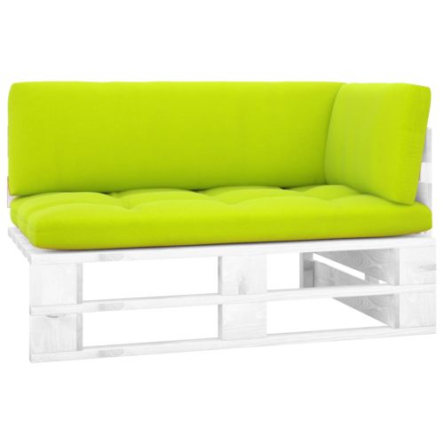 vidaXL Ogrodowa sofa narożna z palet, biała, drewno sosnowe