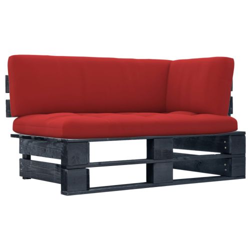 vidaXL Ogrodowa sofa narożna z palet, czarna, drewno sosnowe